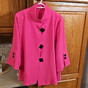 IC Collection By Connie K Pink Swing Jacket With Gorgeous Pleated Back NEW XXL